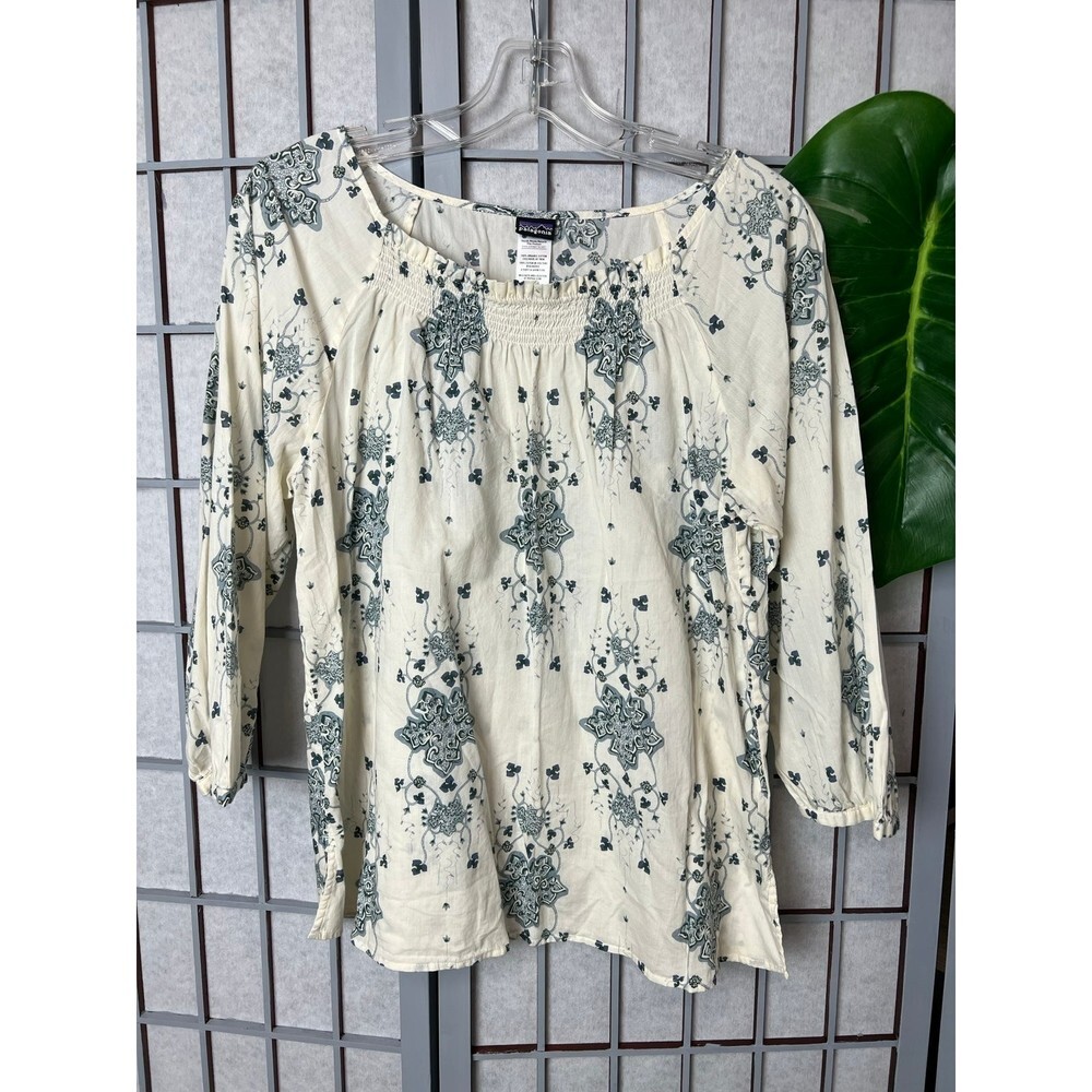 Patagonia Women's floral print shirt top blouse SZ M